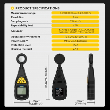 Цифровой люксметр для точного измерения освещённости AUTOOL TE301