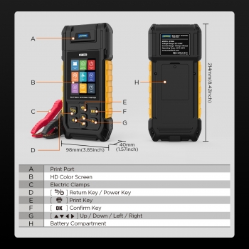 Тестер аккумуляторных батарей с принтером AUTOOL BT960