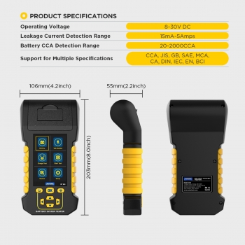 Тестер аккумуляторных батарей с принтером AUTOOL BT880