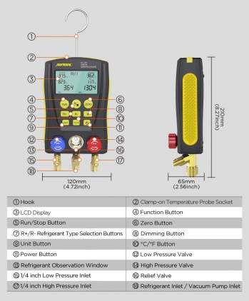 Цифровой манометрический коллектор AUTOOL LM120