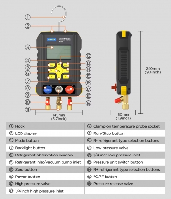 Цифровой манометр с зондами-зажимами AUTOOL LM150