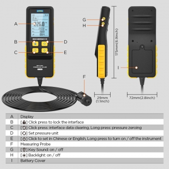 Цифровой манометр для измерения давления топлива GDI AUTOOL PT640