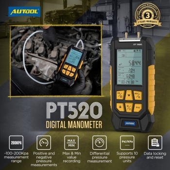 Цифровой манометр для диагностики автомобильных систем AUTOOL PT520