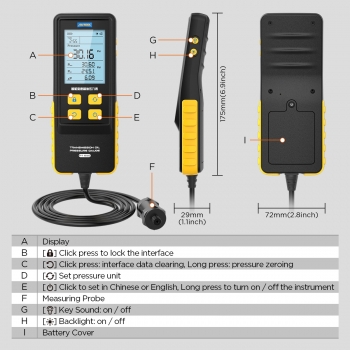 Манометр для измерения давления трансмиссионной жидкости AUTOOL PT650