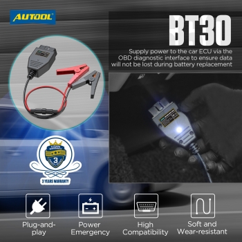 Кабель аварийного питания через OBD AUTOOL BT30